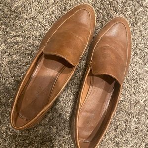 Brown leather loafers